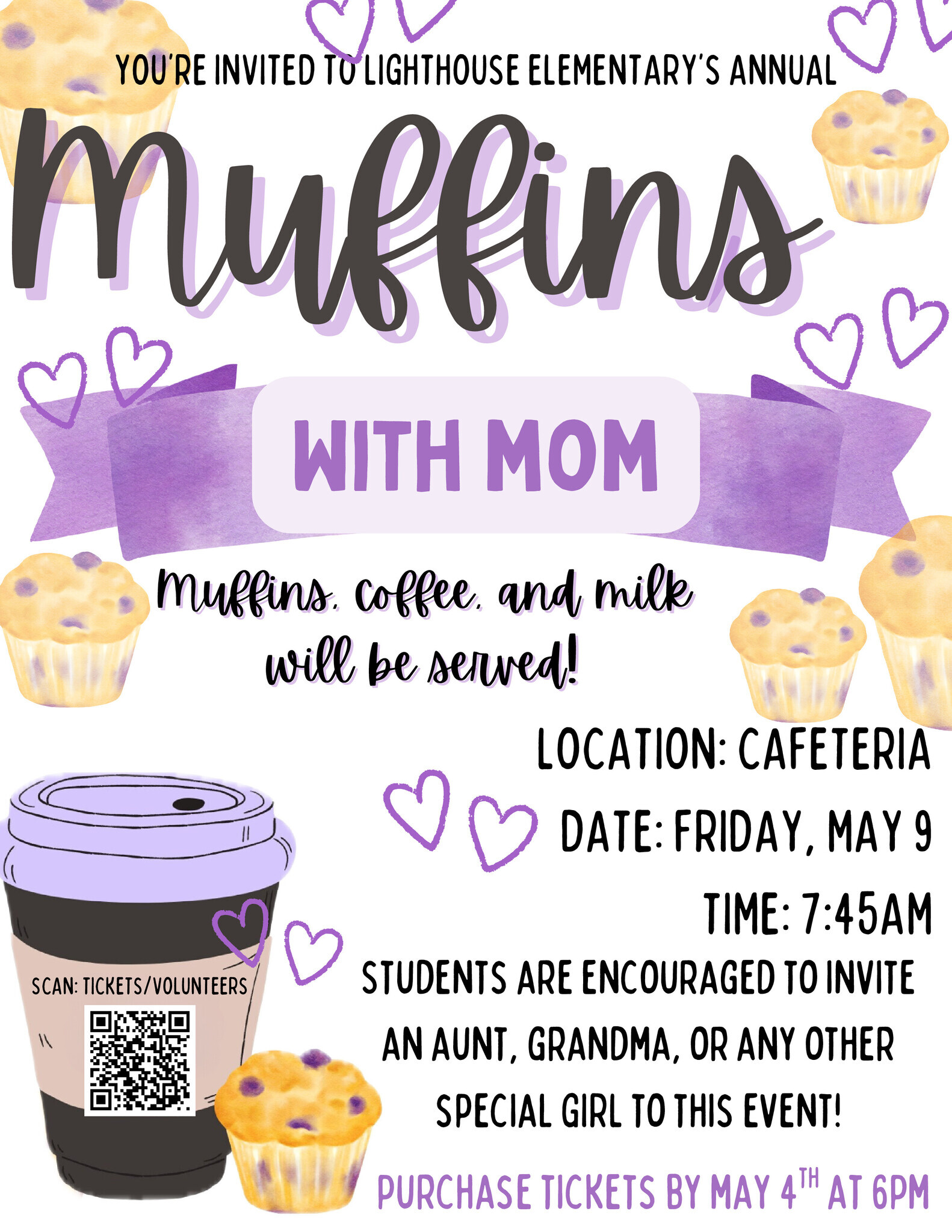 muffin top left, text, muffin and hearts, banner, coffee mug and muffin, text