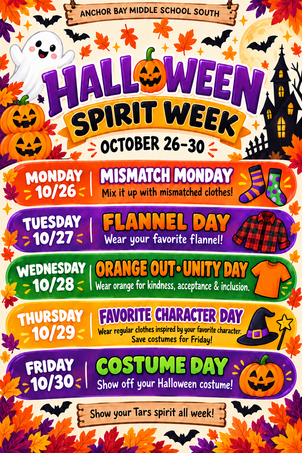 Spirit Week 10/26-10/30